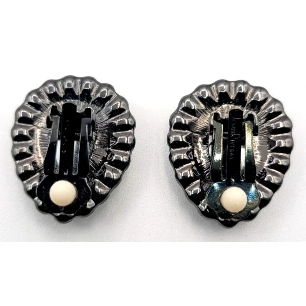 JOAN RIVERS‎ EMERALD GREEN & CLEAR RHINESTONE CLIP ON EARRINGS SIGNED VINTAGE